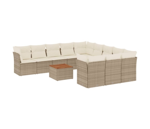 Set de sofás de jardín 12 pzas y cojines ratán sintético marrón