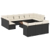 Set sofás de jardín 14 pzas con cojines ratán sintético negro