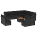 Set de sofás de jardín y cojines 13 pzas ratán sintético negro