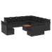 Set sofás de jardín 14 pzas con cojines ratán sintético negro