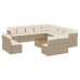 Set sofás de jardín 14 pzas con cojines ratán sintético beige
