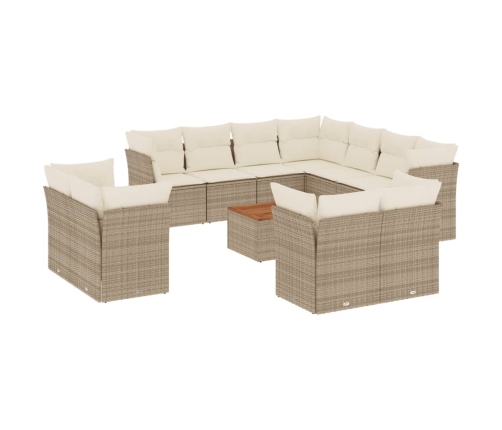 Set de sofás de jardín 12 pzas y cojines ratán sintético marrón