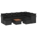 Set de sofás de jardín 10 pzas cojines ratán sintético negro