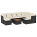 Set de sofás de jardín 10 pzas cojines ratán sintético negro