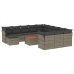 Set sofás de jardín con cojines 13 piezas ratán sintético gris