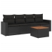 Set de muebles de jardín 5 pzas y cojines ratán sintético negro