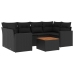 Set de comedor de jardín 7 pzas y cojines ratán sintético negro
