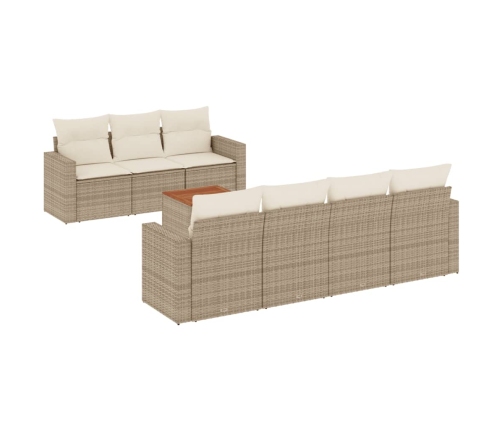 Juego de sofás de jardín con cojines beige 8 pzas ratán PE