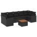 Set de sofás de jardín 8 piezas y cojines ratán sintético negro