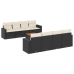 Set de sofás de jardín 8 piezas y cojines ratán sintético negro