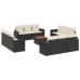 Set de sofás de jardín y cojines 13 pzas ratán sintético negro