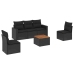 Set de sofás de jardín 6 piezas y cojines ratán sintético negro