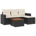 Set de muebles de jardín 5 pzas y cojines ratán sintético negro