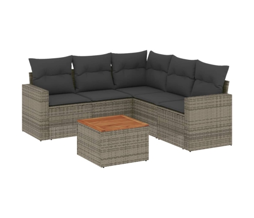 Set de muebles de jardín 6 pzas y cojines ratán sintético gris