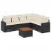 Set de comedor de jardín 7 pzas y cojines ratán sintético negro