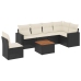 Set de comedor de jardín 7 pzas y cojines ratán sintético negro
