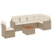 Set sofás de jardín 7 piezas y cojines ratán sintético beige