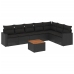 Set de sofás de jardín 8 piezas y cojines ratán sintético negro