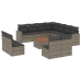 Set de sofás de jardín 12 pzas con cojines ratán sintético gris