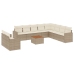 Set de sofás de jardín 11pzas con cojines ratán sintético beige
