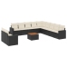 Set de sofás de jardín 12 piezas cojines ratán sintético negro