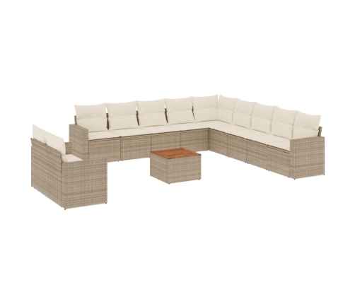 Set de sofás de jardín 12 pzas y cojines ratán sintético marrón