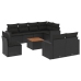 Set de sofás de jardín 8 piezas y cojines ratán sintético negro