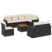 Set de sofás de jardín 8 piezas y cojines ratán sintético negro