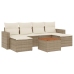 Set sofás de jardín 7 piezas y cojines ratán sintético beige