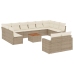 Set sofás de jardín con cojines 13 pzas ratán sintético beige