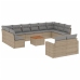 Set sofás de jardín con cojines 13 pzas ratán sintético beige