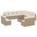 Set sofás de jardín con cojines 13 pzas ratán sintético beige