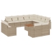 Set sofás de jardín con cojines 13 pzas ratán sintético beige