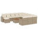 Set sofás de jardín con cojines 13 pzas ratán sintético beige