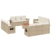 Set sofás de jardín con cojines 13 pzas ratán sintético beige