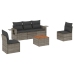 Set de muebles de jardín 6 pzas y cojines ratán sintético gris