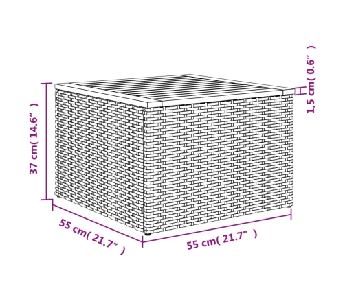 Set de muebles de jardín 9 pzas y cojines ratán sintético gris