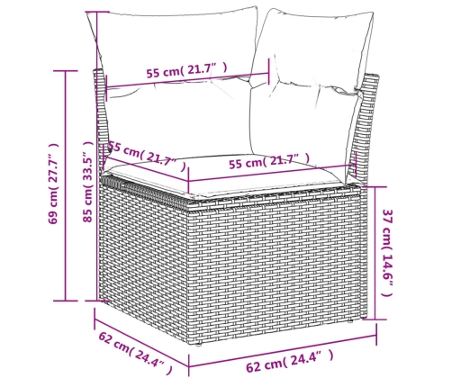 Set de muebles de jardín 6 pzas y cojines ratán sintético gris