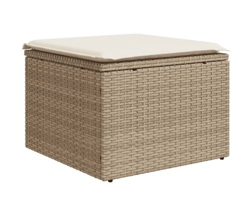 Set de sofás de jardín 9 pzas con cojines ratán sintético beige