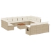 Set sofás de jardín 14 pzas con cojines ratán sintético beige