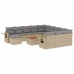 Set sofás de jardín con cojines 13 pzas ratán sintético beige