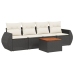 Set de muebles de jardín 5 pzas y cojines ratán sintético negro