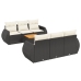 Set de comedor de jardín 7 pzas y cojines ratán sintético negro