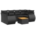 Set de comedor de jardín 7 pzas y cojines ratán sintético negro