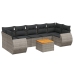 Set de sofás de jardín 8 pzas y cojines ratán sintético gris