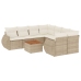 Set de sofás de jardín 9 pzas con cojines ratán sintético beige