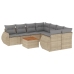 Set de sofás de jardín 9 pzas con cojines ratán sintético beige
