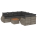Set de muebles de jardín 9 pzas y cojines ratán sintético gris