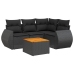 Set de muebles de jardín 5 pzas y cojines ratán sintético negro