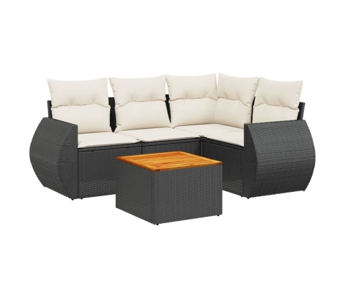 Set de muebles de jardín 5 pzas y cojines ratán sintético negro